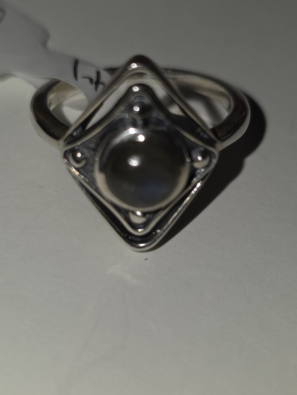 Sterling Silver 925 Geometric Labradorite Ring - Silver/Gray